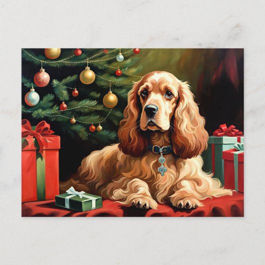 Cocker Spaniel Kerstmis Briefkaart (Voorkant)