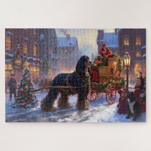 Cocker Spaniel Kerstmis Feestelijk Seizoen Legpuzzel (Horizontaal)