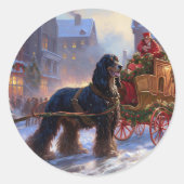 Cocker Spaniel Kerstmis Feestelijk Seizoen Ronde Sticker (Voorkant)