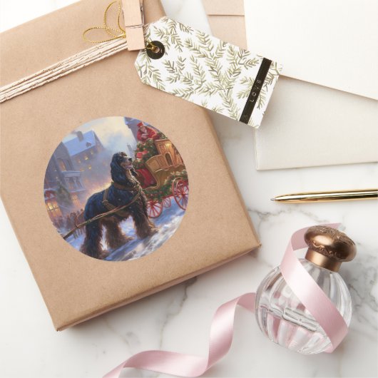 Cocker Spaniel Kerstmis Feestelijk Seizoen Ronde Sticker (Geschenken)