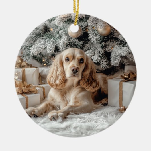 Cocker Spaniel Kerstmis Keramisch Ornament (Voorkant)