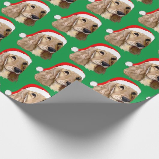 Cocker Spaniel Kerstmis op groen Cadeaupapier (Hoek)