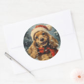 Cocker Spaniel Kerstmis Ronde Sticker (Envelop)