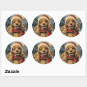 Cocker Spaniel Kerstmis Ronde Sticker (Vel)