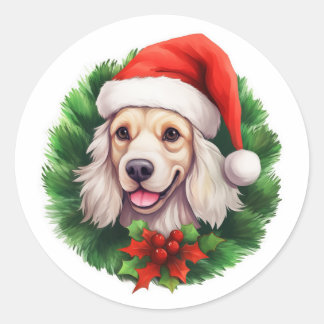 Cocker Spaniel Kerstmis Ronde Sticker