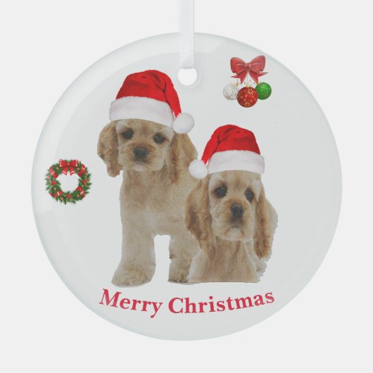 Cocker spaniel kerstornament glas ornament (Voorkant)