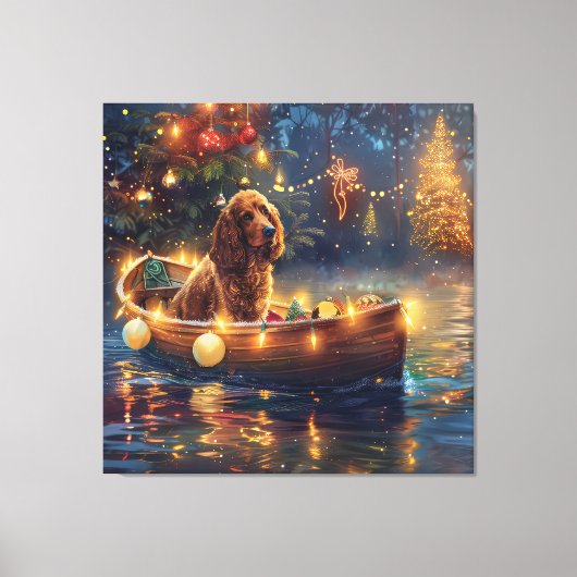 Cocker Spaniel Kerstvakantie Canvas Afdruk (Voorkant)
