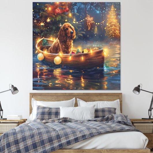 Cocker Spaniel Kerstvakantie Canvas Afdruk (Insitu (Slaapkamer))