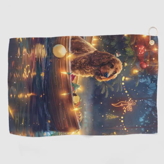Cocker Spaniel Kerstvakantie Golfhanddoek (Horizontaal)
