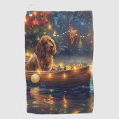 Cocker Spaniel Kerstvakantie Golfhanddoek (Voorkant)