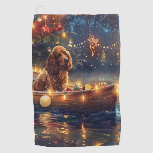 Cocker Spaniel Kerstvakantie Golfhanddoek (Voorkant)
