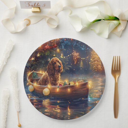 Cocker Spaniel Kerstvakantie Papieren Bordje (Huwelijk)