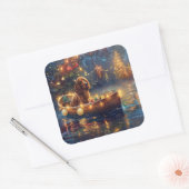 Cocker Spaniel Kerstvakantie Vierkante Sticker (Envelop)