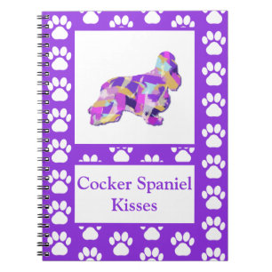Cocker Spaniel Kisses Hond Silhouet PurplePY&B Notitieboek