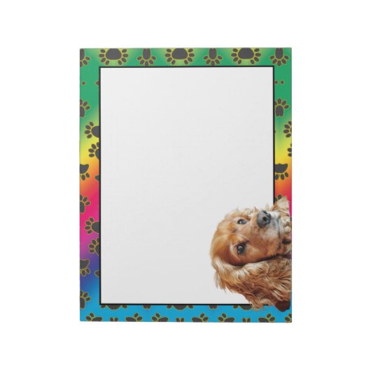 Cocker Spaniel kleurrijk hondpawpatroon notitieblo Notitieblok (Gedraaid)