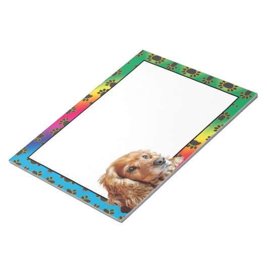 Cocker Spaniel kleurrijk hondpawpatroon notitieblo Notitieblok (Schuin)