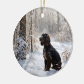 Cocker Spaniel Laat het sneeuwen Kerstmis Keramisch Ornament (Links)