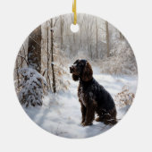 Cocker Spaniel Laat het sneeuwen Kerstmis Keramisch Ornament (Achterkant)