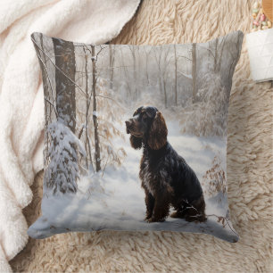 Cocker Spaniel Laat het sneeuwen Kerstmis Kussen