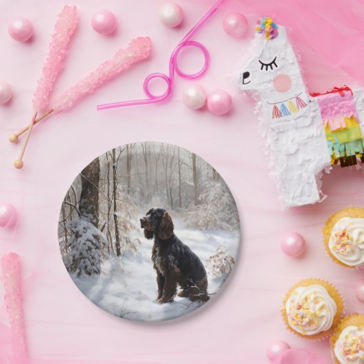 Cocker Spaniel Laat het sneeuwen Kerstmis Papieren Bordje (Feest)