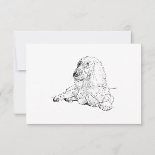 Cocker Spaniel Lijntekening Kunst Hond Bedankkaart