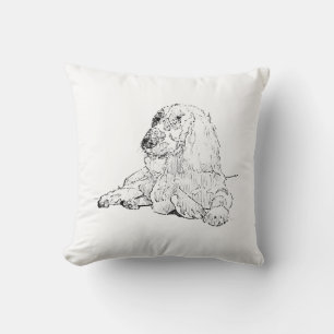 Cocker Spaniel Lijntekening Kunst Hond  Kussen