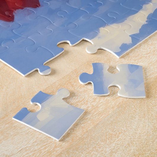 Cocker Spaniel loopt in de sneeuw met kerst Pet Legpuzzel (Zijkant)