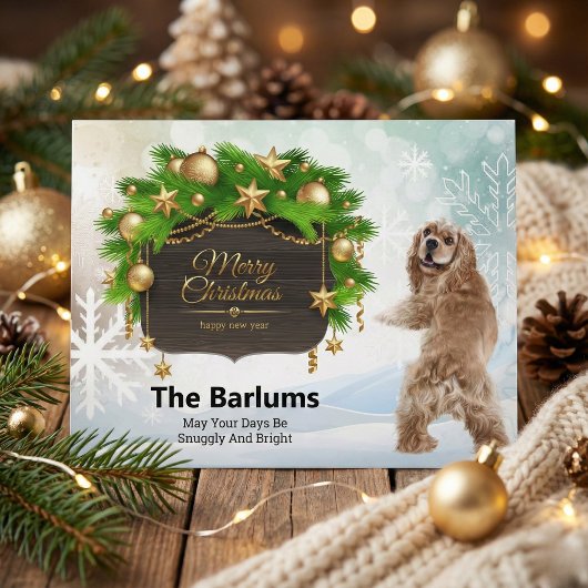 Cocker Spaniel Merry-kerst op maat Feestdagenkaart