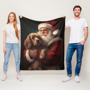 Cocker Spaniel met Kerstman Festive Kerstmis Fleece Deken