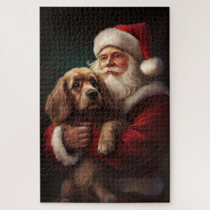 Cocker Spaniel met Kerstman Festive Kerstmis Legpuzzel