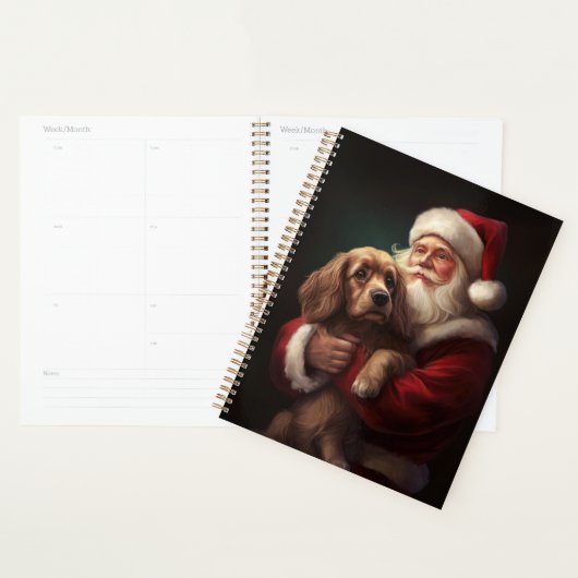 Cocker Spaniel met Kerstman Festive Kerstmis Planner (Display)