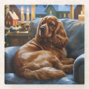 Cocker Spaniel met kerstverlichting Vakantie Glazen Onderzetter
