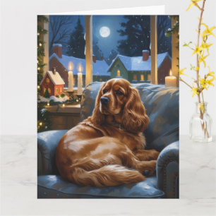 Cocker Spaniel met kerstverlichting Vakantie Kaart