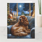 Cocker Spaniel met kerstverlichting Vakantie Kaart (Voorkant)