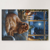 Cocker Spaniel met kerstverlichting Vakantie Legpuzzel (Horizontaal)