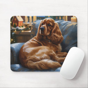 Cocker Spaniel met kerstverlichting Vakantie Muismat