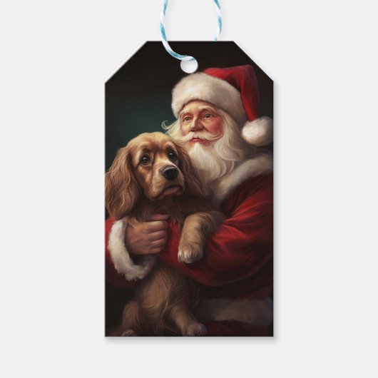 Cocker Spaniel Met Sinterklaas Feestelijke Kerstmi Cadeaulabel (Voorkant)