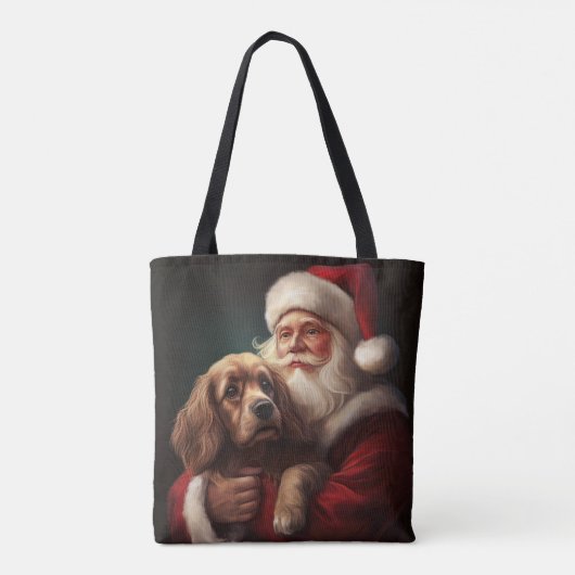 Cocker Spaniel Met Sinterklaas Feestelijke Kerstmi Draagtas (Achterkant)