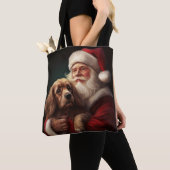 Cocker Spaniel Met Sinterklaas Feestelijke Kerstmi Draagtas (Dichtbij)