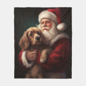 Cocker Spaniel Met Sinterklaas Feestelijke Kerstmi Fleece Deken (Voorkant)