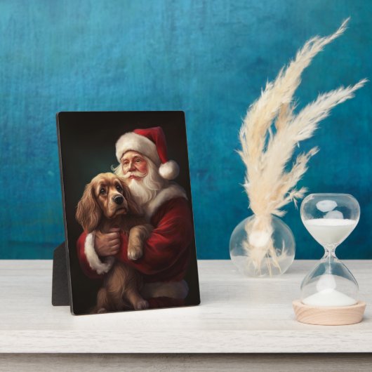 Cocker Spaniel Met Sinterklaas Feestelijke Kerstmi Fotoplaat (Zijkant)