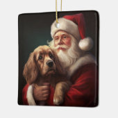 Cocker Spaniel Met Sinterklaas Feestelijke Kerstmi Keramisch Ornament (Links)