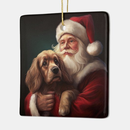 Cocker Spaniel Met Sinterklaas Feestelijke Kerstmi Keramisch Ornament (Links)