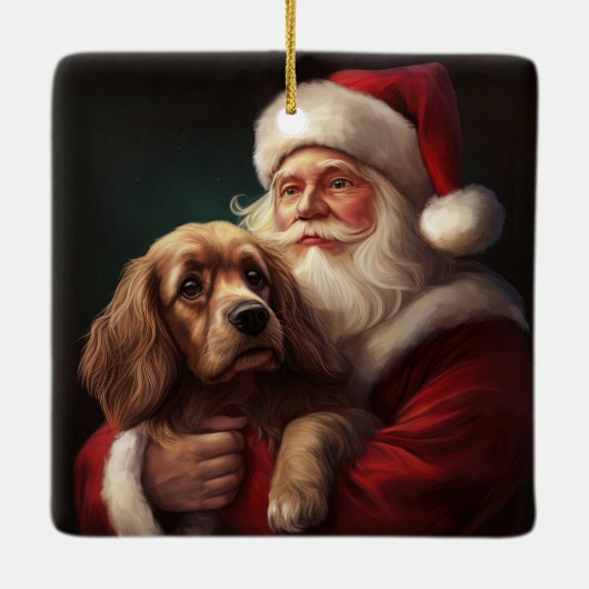 Cocker Spaniel Met Sinterklaas Feestelijke Kerstmi Keramisch Ornament (Achterkant)