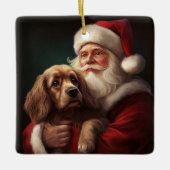 Cocker Spaniel Met Sinterklaas Feestelijke Kerstmi Keramisch Ornament (Voorkant)