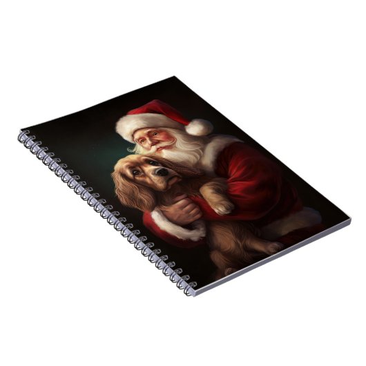 Cocker Spaniel Met Sinterklaas Feestelijke Kerstmi Notitieboek (Rechterzijde)