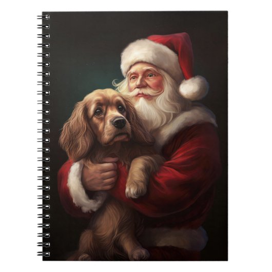 Cocker Spaniel Met Sinterklaas Feestelijke Kerstmi Notitieboek (Voorkant)