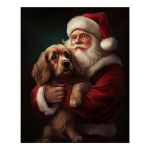 Cocker Spaniel Met Sinterklaas Feestelijke Kerstmi Perfect Poster