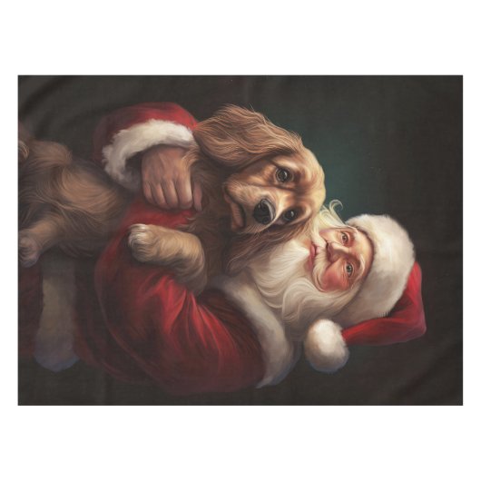 Cocker Spaniel Met Sinterklaas Feestelijke Kerstmi Tafelkleed (Voorkant (Horizontaal))