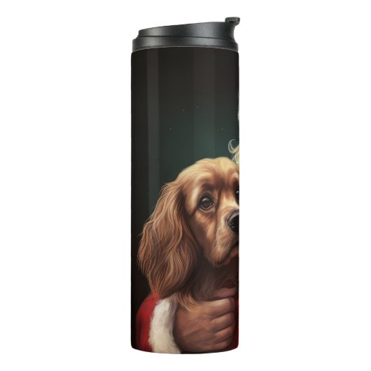Cocker Spaniel Met Sinterklaas Feestelijke Kerstmi Thermosbeker (Gedraaid links)